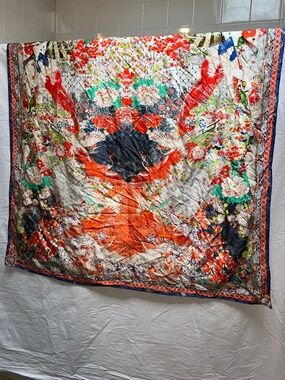 Camilla SOLD OUT 100% silk Geisha flying cranes bead embellished square scarf 42